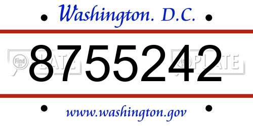 8755242 District Of Columbia License Plate