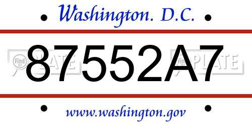87552A7 District Of Columbia License Plate