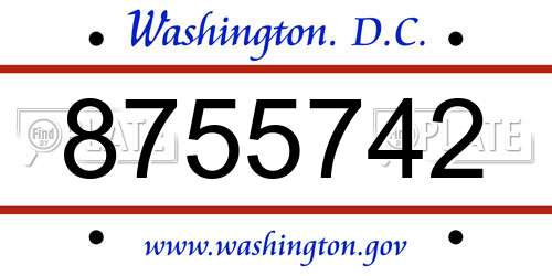 8755742 District Of Columbia License Plate