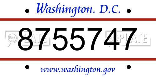 8755747 District Of Columbia License Plate