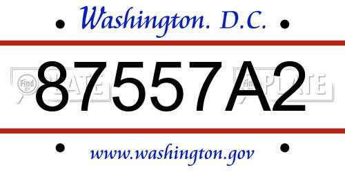 87557A2 District Of Columbia License Plate