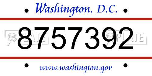 8757392 District Of Columbia License Plate