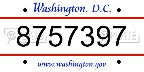 8757397 District Of Columbia License Plate