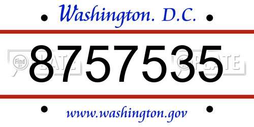 8757535 District Of Columbia License Plate