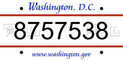 8757538 District Of Columbia License Plate
