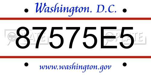 87575E5 District Of Columbia License Plate
