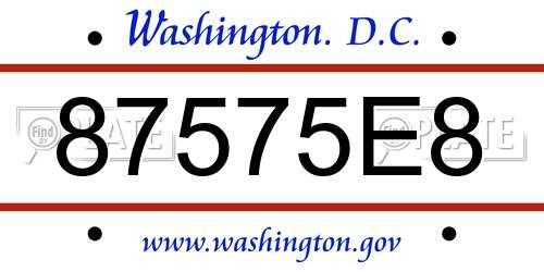 87575E8 District Of Columbia License Plate