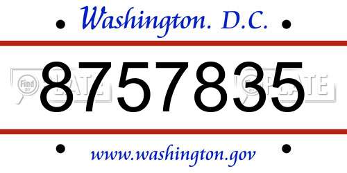 8757835 District Of Columbia License Plate