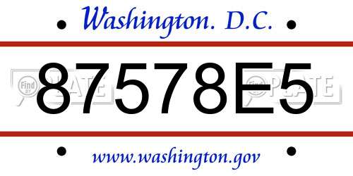 87578E5 District Of Columbia License Plate