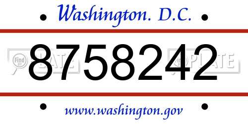 8758242 District Of Columbia License Plate