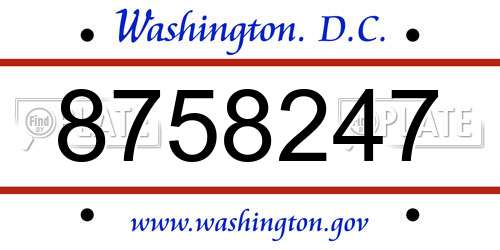 8758247 District Of Columbia License Plate