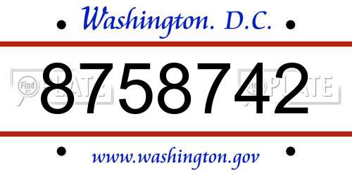 8758742 District Of Columbia License Plate