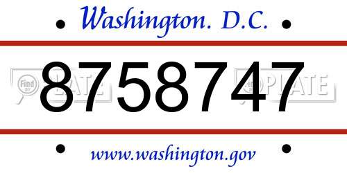 8758747 District Of Columbia License Plate
