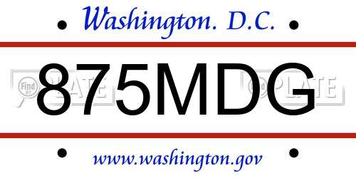 875MDG District Of Columbia License Plate
