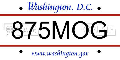 875MOG District Of Columbia License Plate