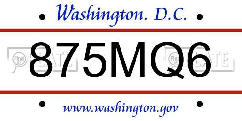 875MQ6 District Of Columbia License Plate