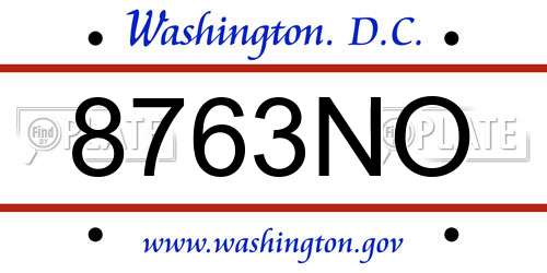 8763NO District Of Columbia License Plate