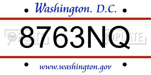8763NQ District Of Columbia License Plate