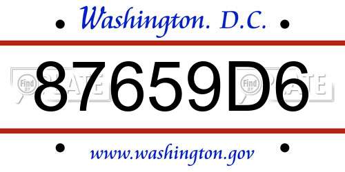87659D6 District Of Columbia License Plate