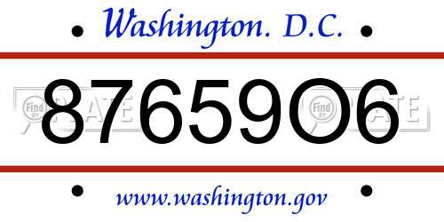 87659O6 District Of Columbia License Plate