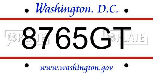 8765GT District Of Columbia License Plate