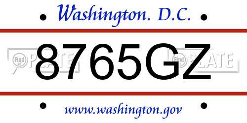 8765GZ District Of Columbia License Plate