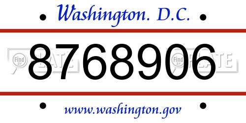 8768906 District Of Columbia License Plate