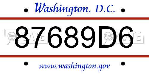 87689D6 District Of Columbia License Plate
