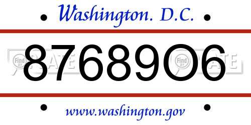 87689O6 District Of Columbia License Plate