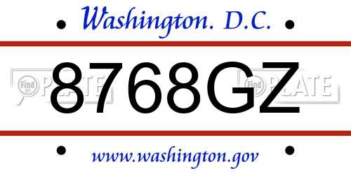 8768GZ District Of Columbia License Plate