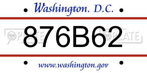 876B62 District Of Columbia License Plate