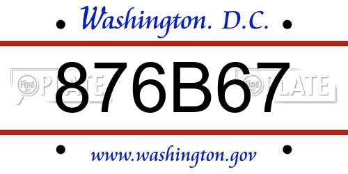 876B67 District Of Columbia License Plate
