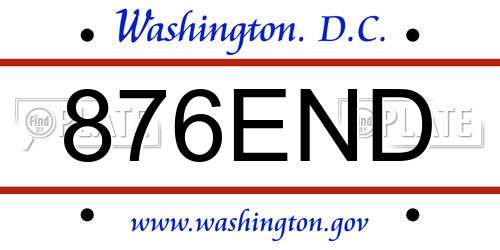 876END District Of Columbia License Plate