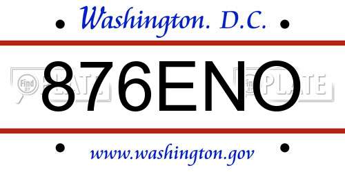 876ENO District Of Columbia License Plate