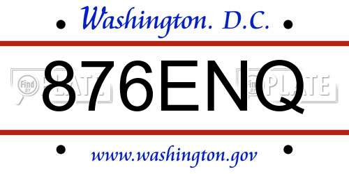 876ENQ District Of Columbia License Plate