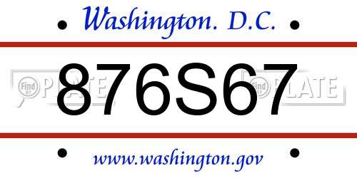 876S67 District Of Columbia License Plate