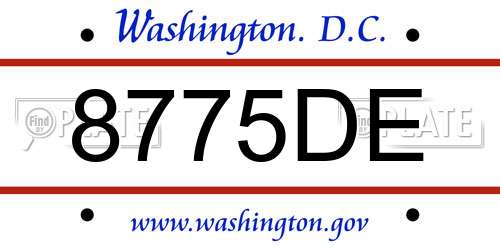 8775DE District Of Columbia License Plate