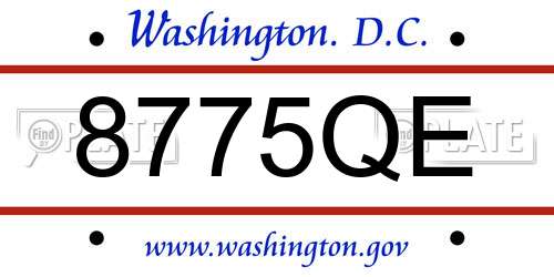 8775QE District Of Columbia License Plate