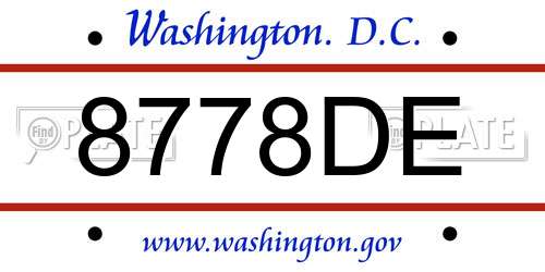 8778DE District Of Columbia License Plate