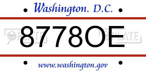 8778OE District Of Columbia License Plate