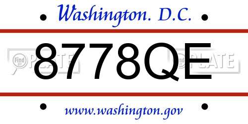 8778QE District Of Columbia License Plate