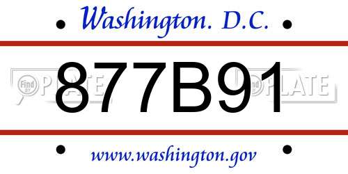 877B91 District Of Columbia License Plate