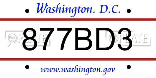 877BD3 District Of Columbia License Plate