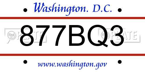 877BQ3 District Of Columbia License Plate