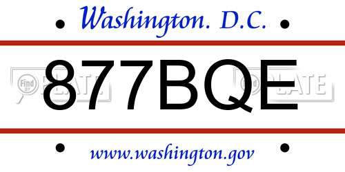 877BQE District Of Columbia License Plate