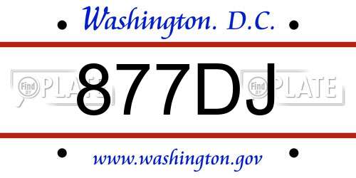 877DJ District Of Columbia License Plate