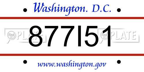 877I51 District Of Columbia License Plate