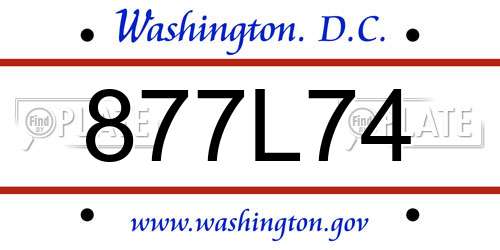 877L74 District Of Columbia License Plate