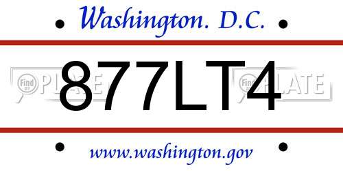 877LT4 District Of Columbia License Plate