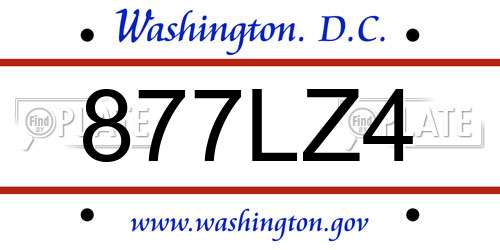 877LZ4 District Of Columbia License Plate